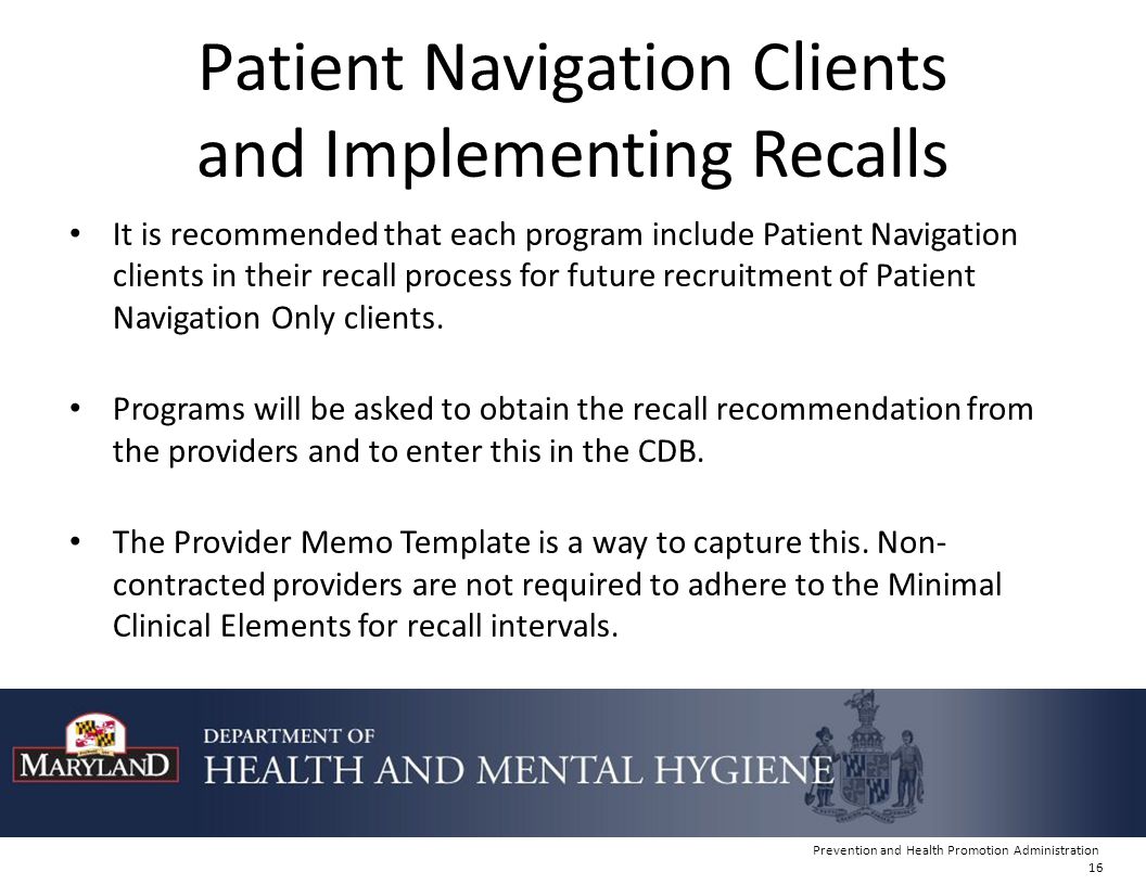Patient Navigation Clients and Implementing Recalls