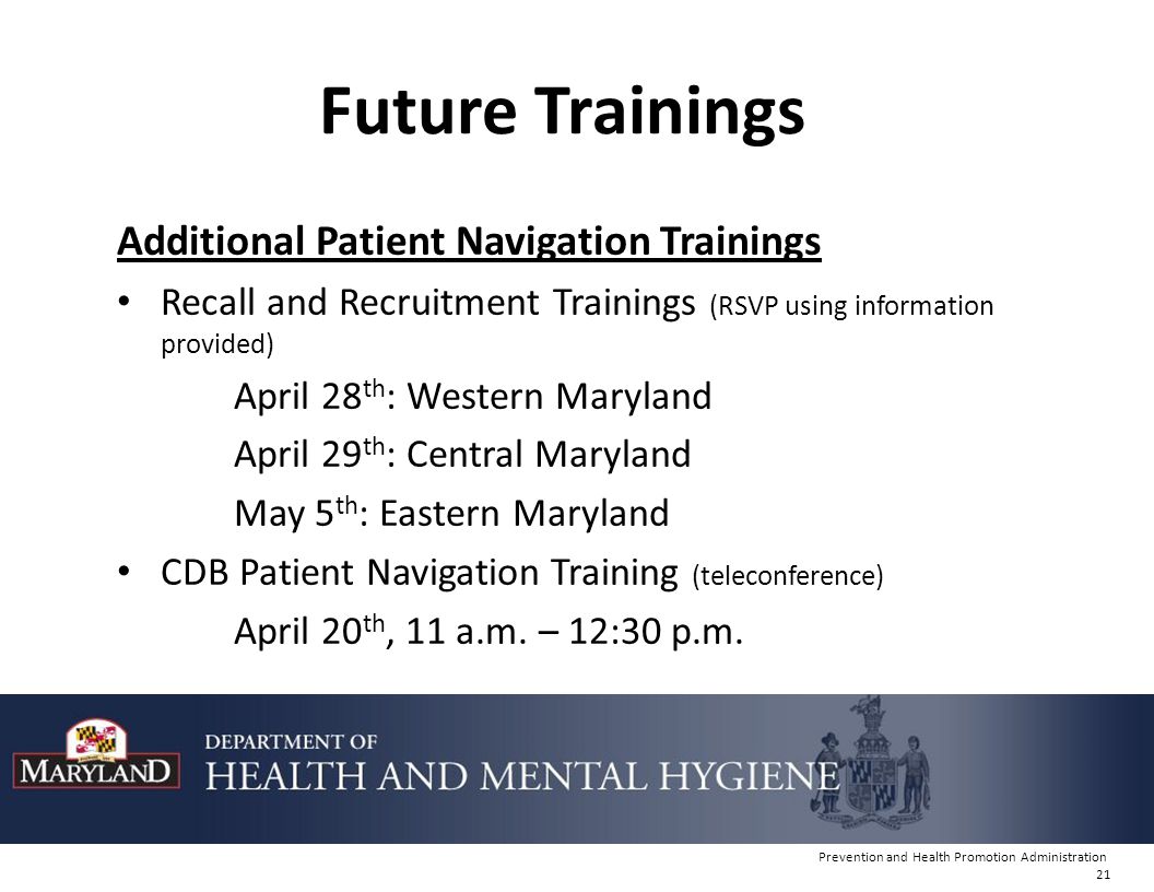 Future Trainings Additional Patient Navigation Trainings