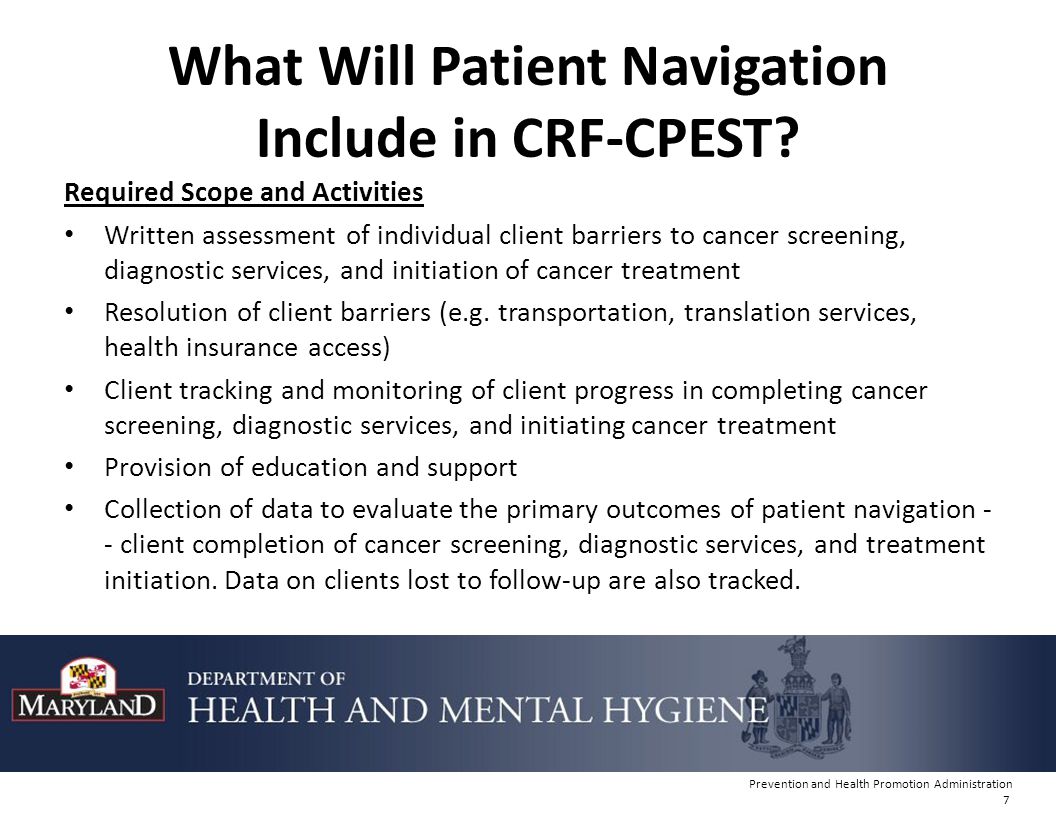 What Will Patient Navigation Include in CRF-CPEST