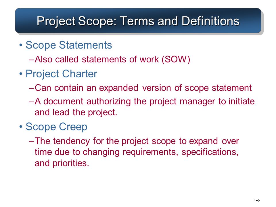 Project Scope: Terms and Definitions