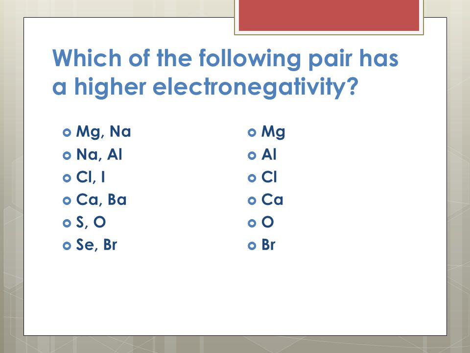 Which of the following pair has a higher electronegativity