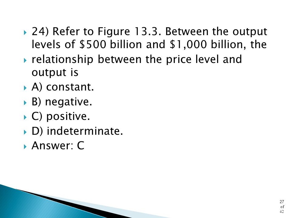 24) Refer to Figure Between the output levels of $500 billion and $1,000 billion, the