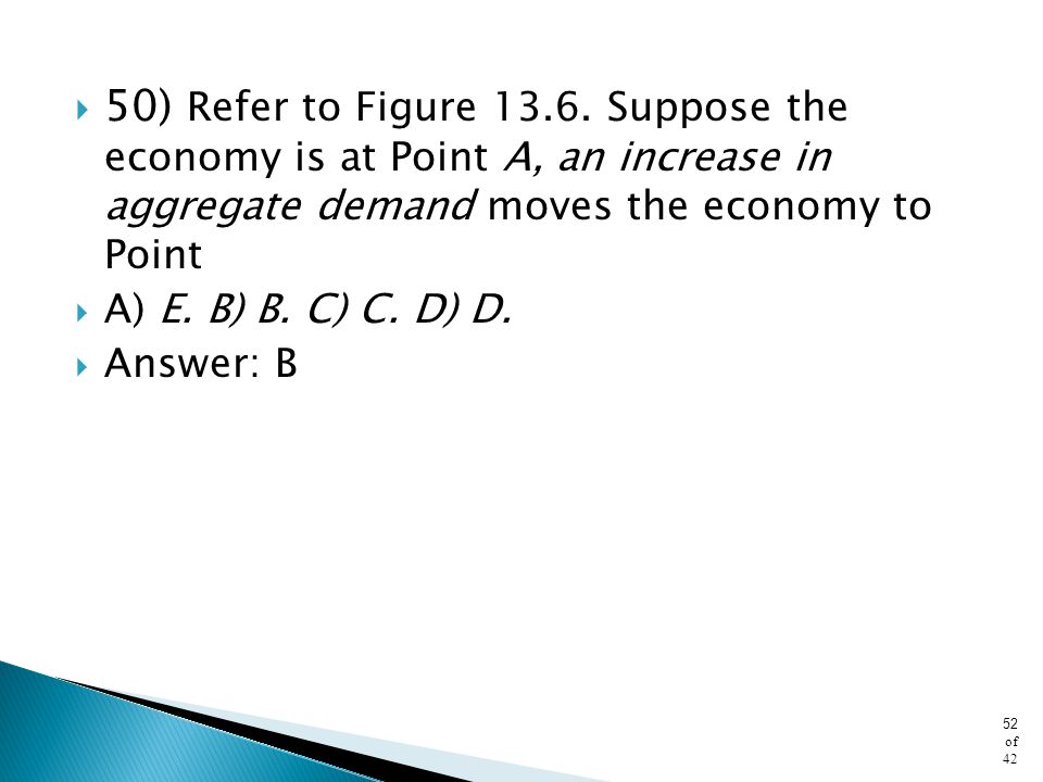 50) Refer to Figure Suppose the economy is at Point A, an increase in aggregate demand moves the economy to Point