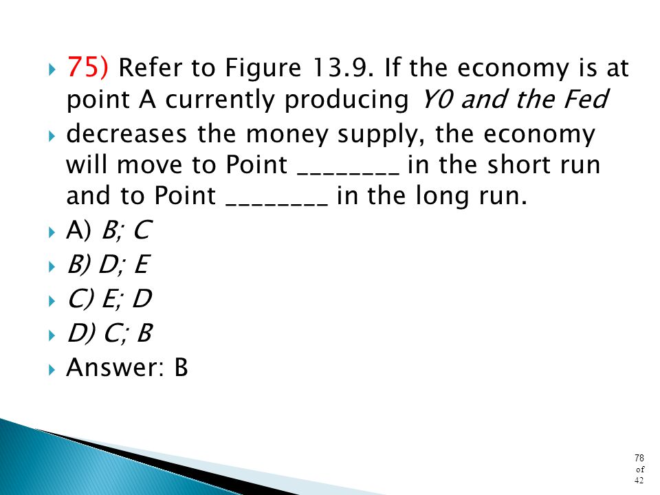 75) Refer to Figure If the economy is at point A currently producing Y0 and the Fed