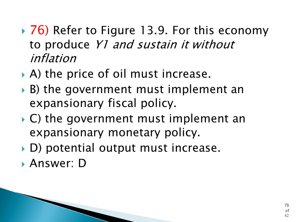 76) Refer to Figure For this economy to produce Y1 and sustain it without inflation
