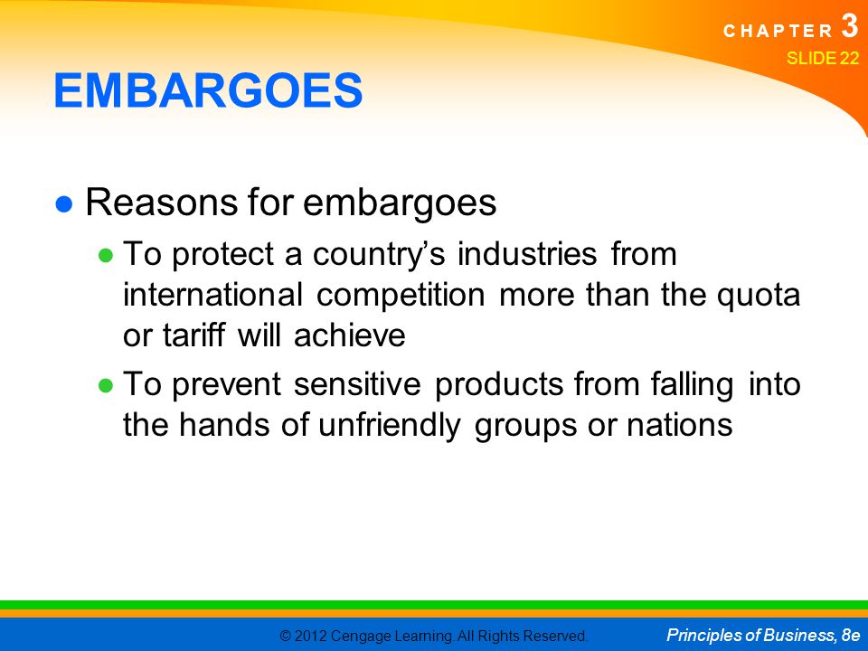 EMBARGOES Reasons for embargoes