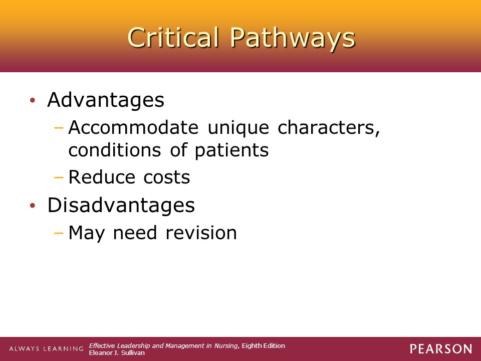 Critical Pathways Advantages Disadvantages