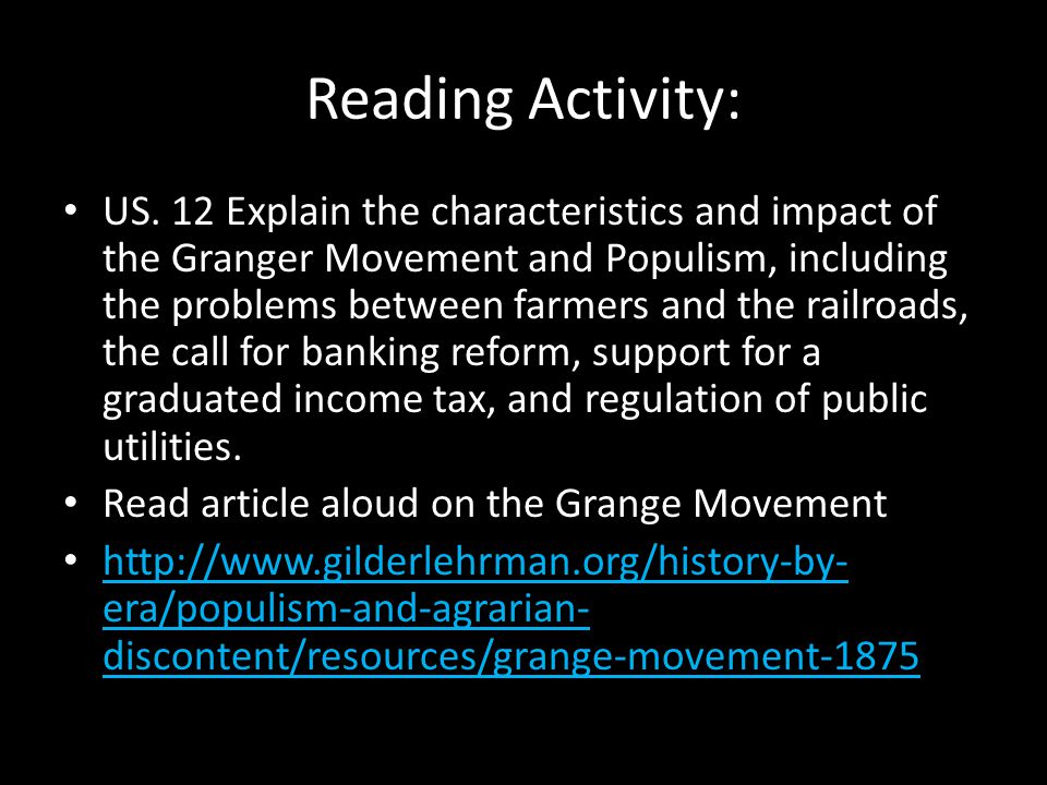 The Grange Movement, 1875  Gilder Lehrman Institute of American