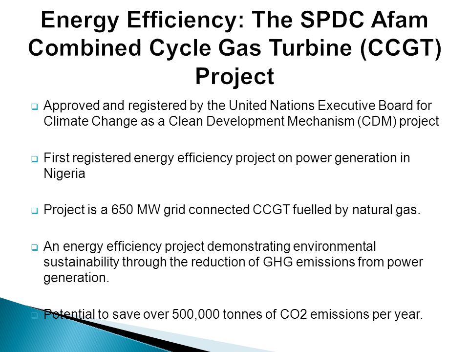 Energy Efficiency: The SPDC Afam Combined Cycle Gas Turbine (CCGT) Project