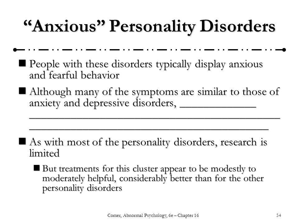 Anxious Personality Disorders