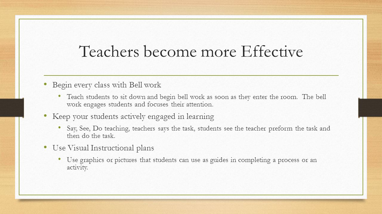 Teachers become more Effective