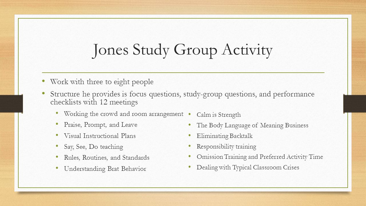 Jones Study Group Activity
