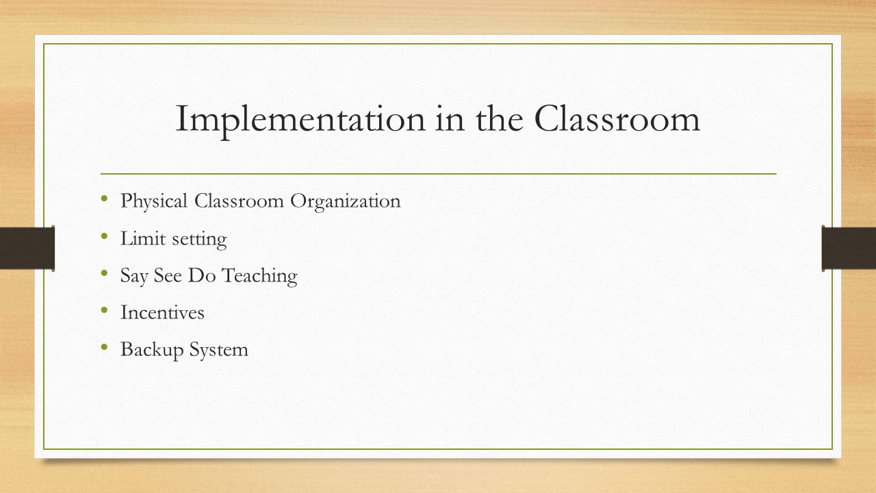 Implementation in the Classroom