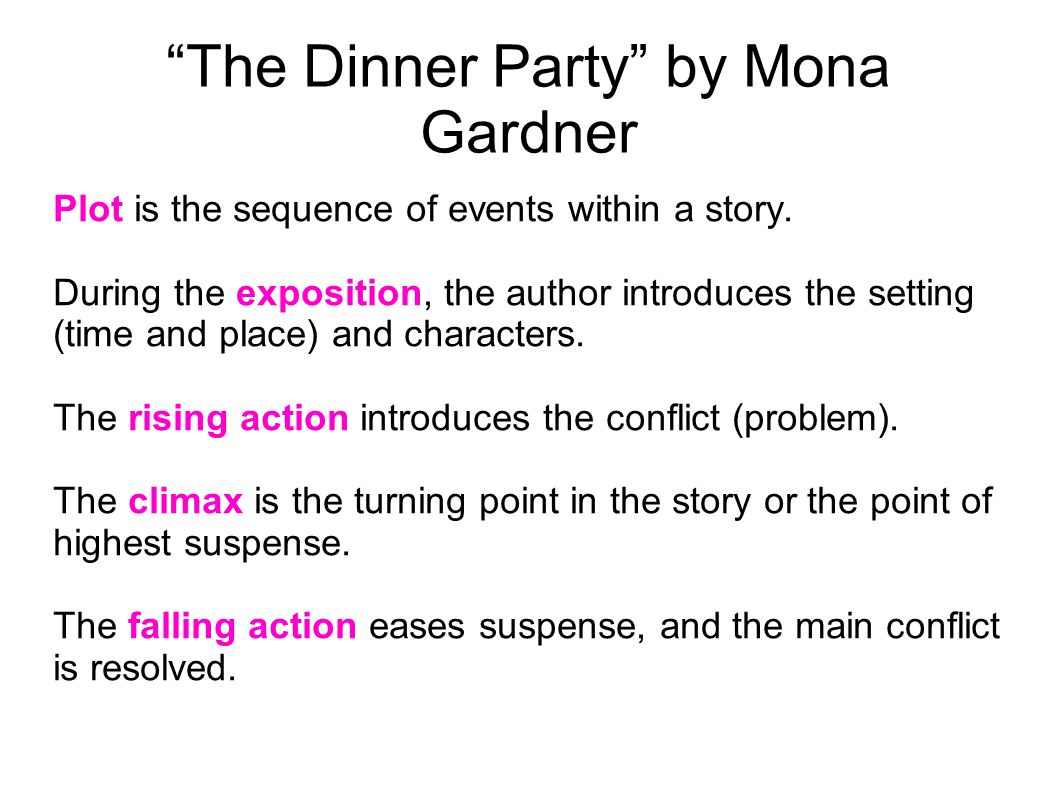 the dinner party by mona gardner plot