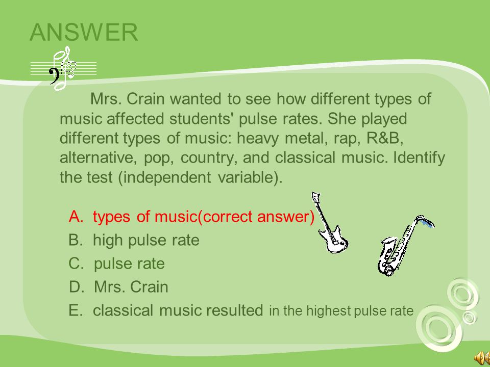 ANSWER B. high pulse rate C. pulse rate D. Mrs. Crain