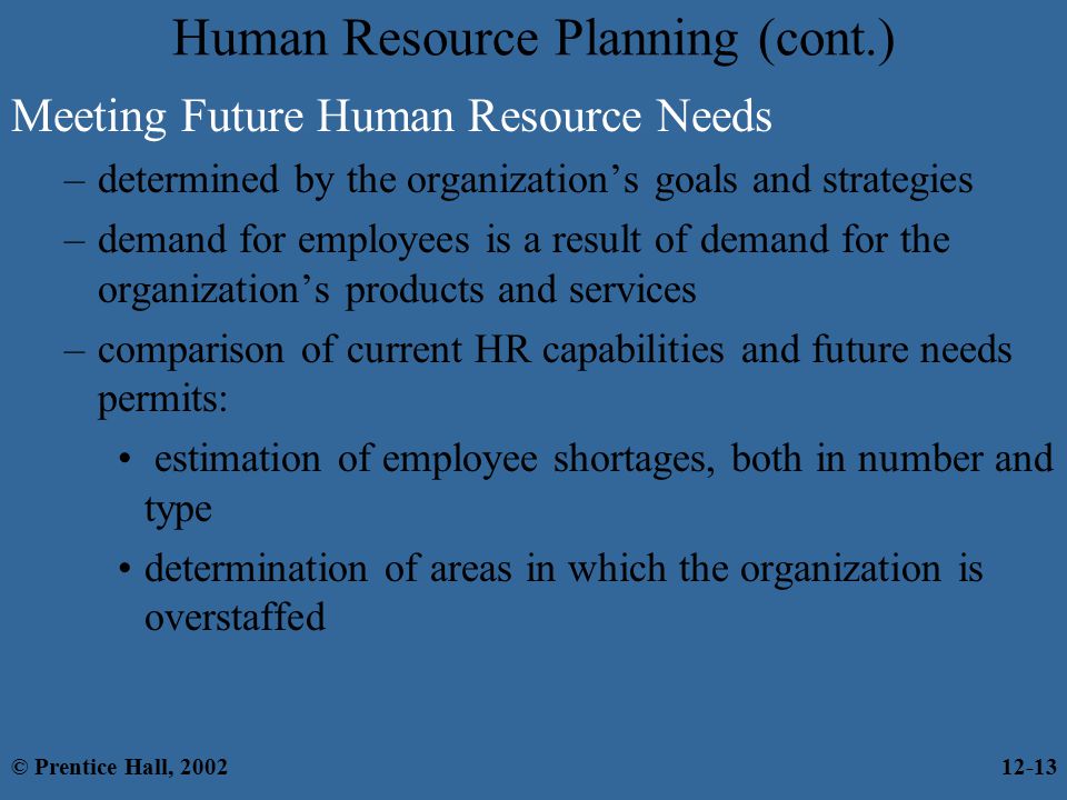 Human Resource Planning (cont.)