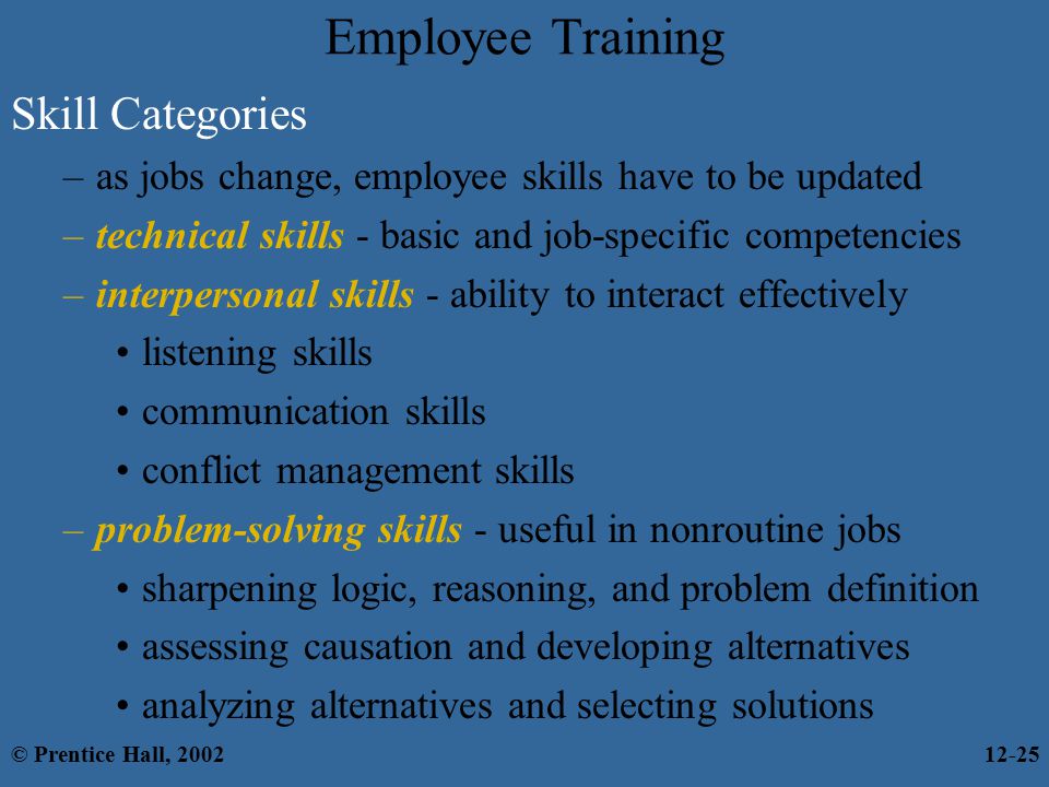 Employee Training Skill Categories