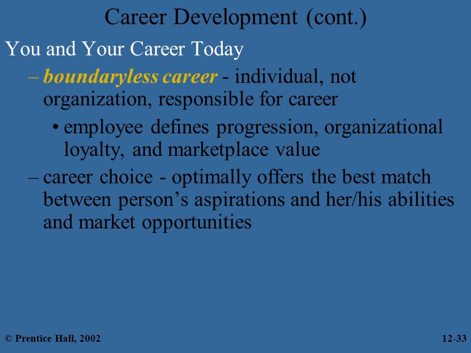 Career Development (cont.)