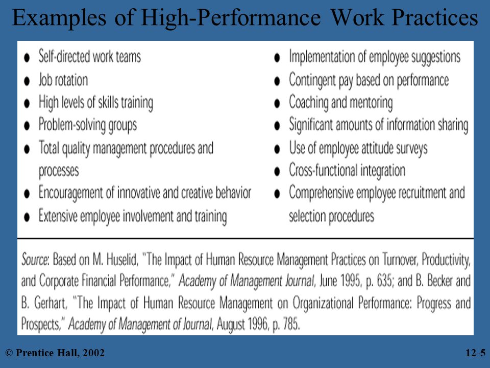 Examples of High-Performance Work Practices