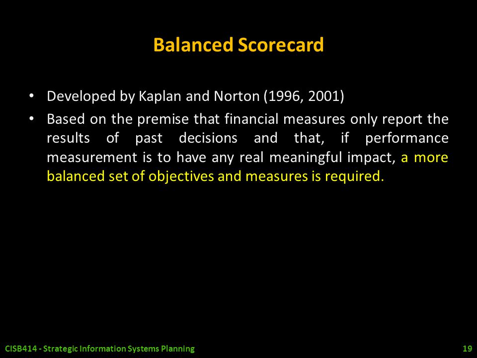 Balanced Scorecard Developed by Kaplan and Norton (1996, 2001)