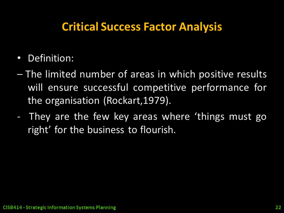 Critical Success Factor Analysis