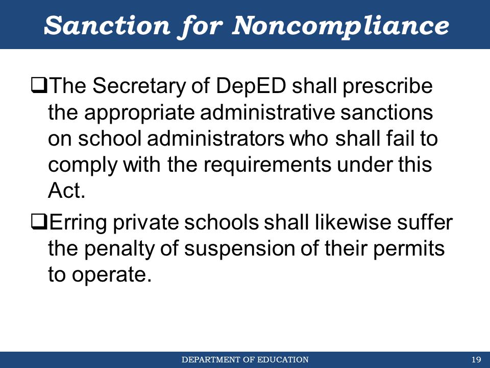 Sanction for Noncompliance