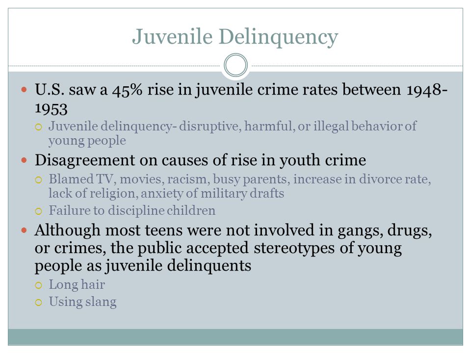 Juvenile Delinquency U.S. saw a 45% rise in juvenile crime rates between