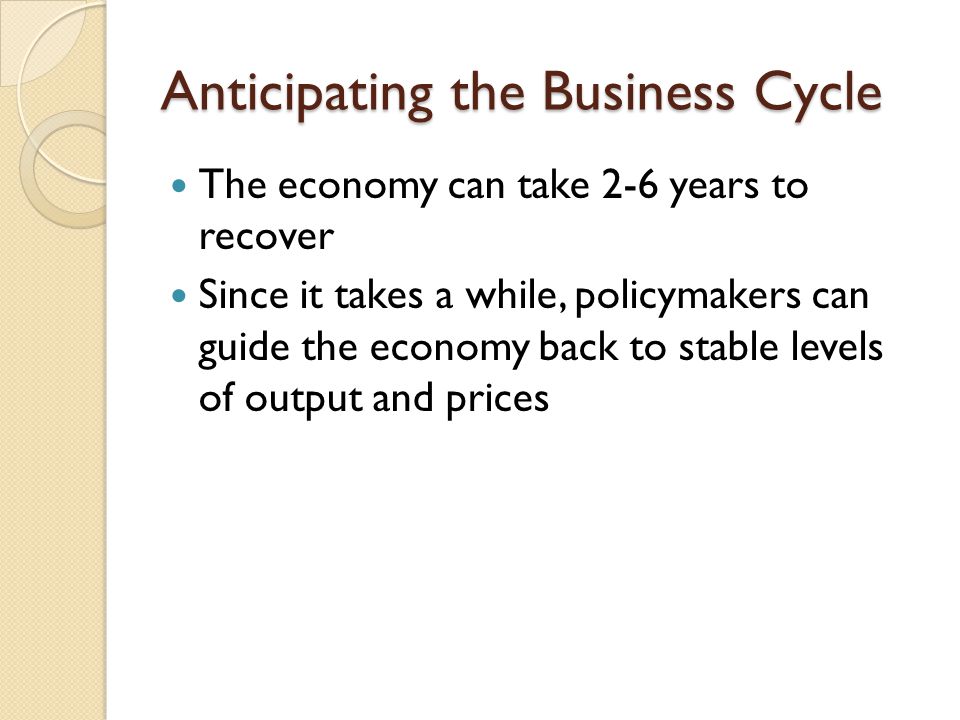 Anticipating the Business Cycle
