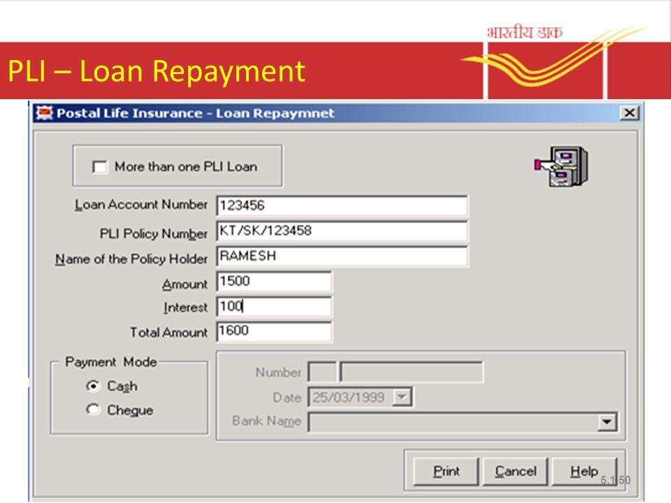 PLI – Loan Repayment