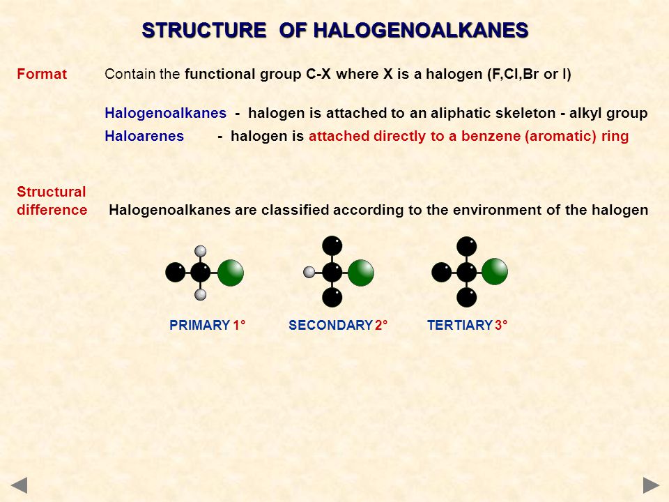 STRUCTURE OF HALOGENOALKANES