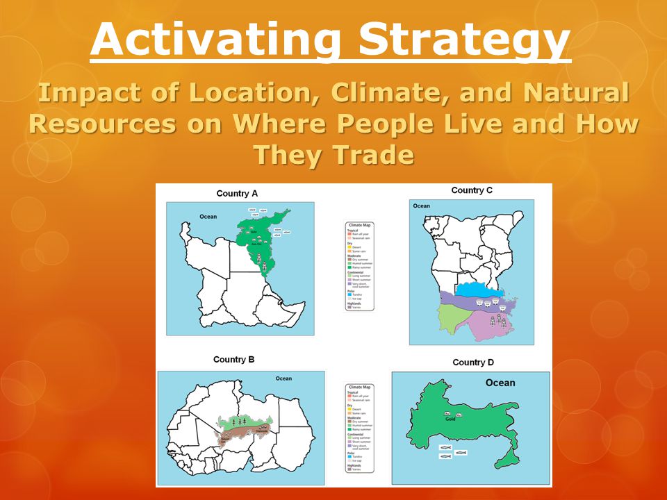 Activating Strategy Impact of Location, Climate, and Natural Resources on Where People Live and How They Trade.