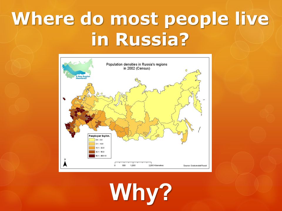 Where do most people live in Russia