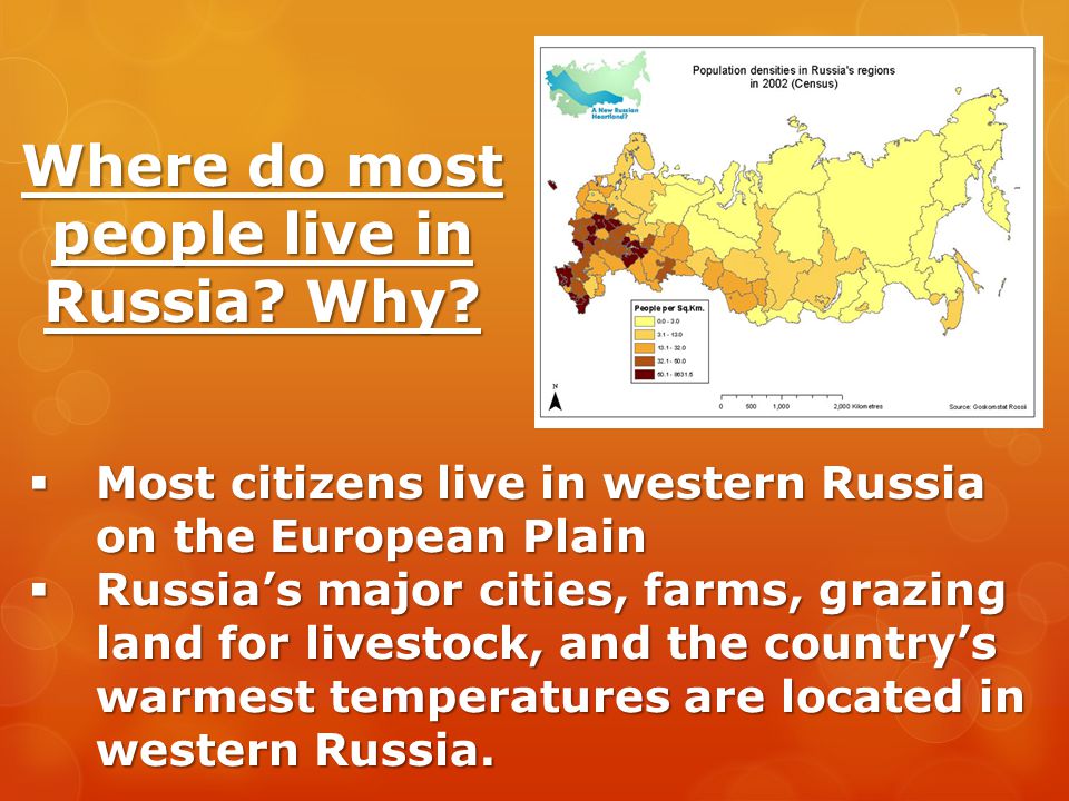 Where do most people live in Russia Why