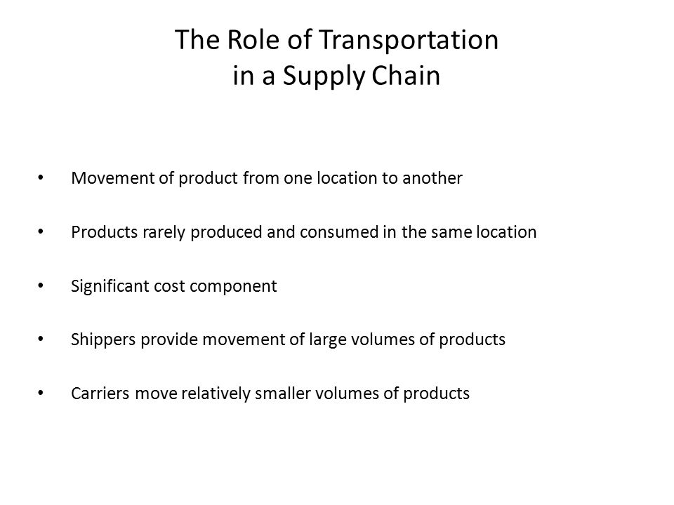 The Role of Transportation in a Supply Chain
