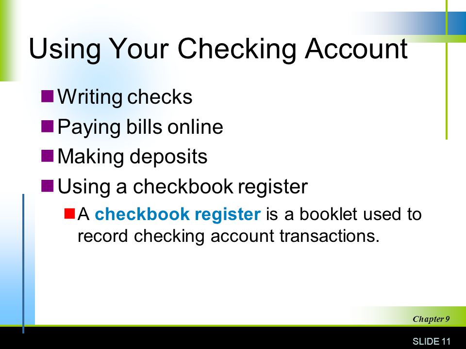 Using Your Checking Account