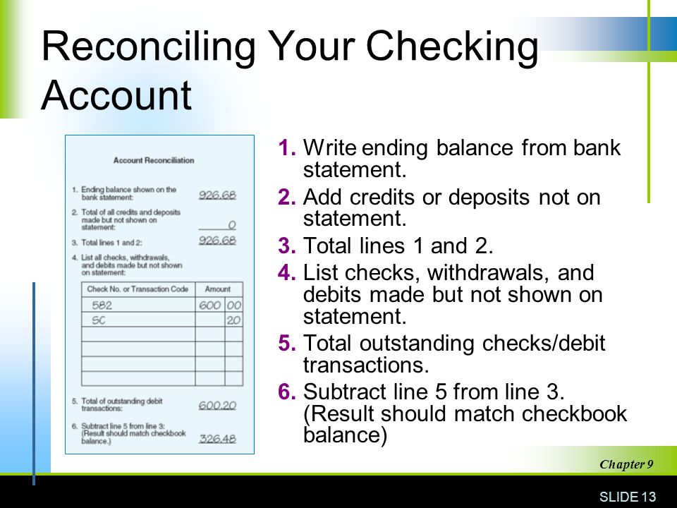 Reconciling Your Checking Account