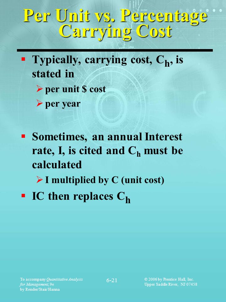 Per Unit vs. Percentage Carrying Cost