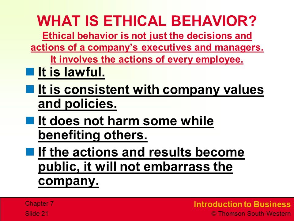 WHAT IS ETHICAL BEHAVIOR