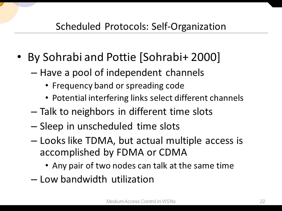 Scheduled Protocols: Self-Organization