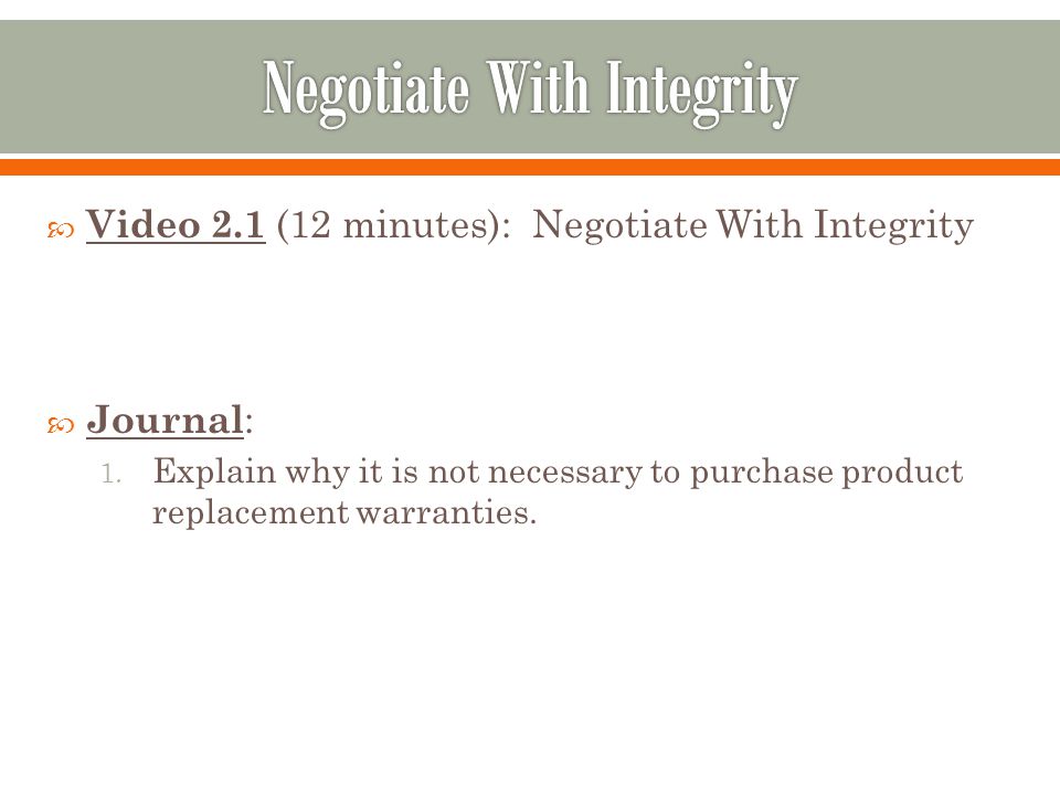 Negotiate With Integrity