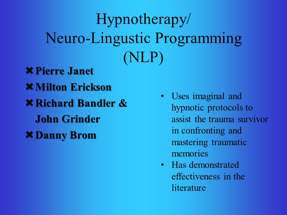 Hypnotherapy/ Neuro-Lingustic Programming (NLP)