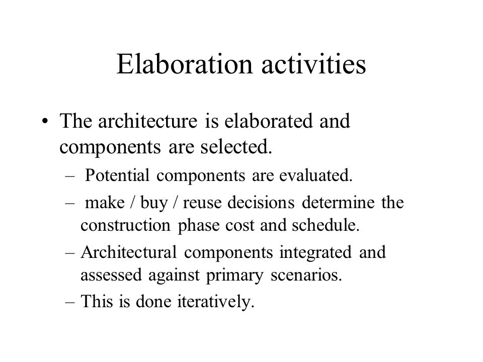Elaboration activities