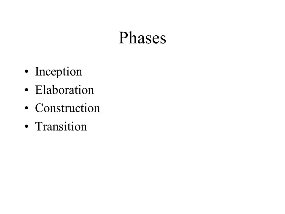 Phases Inception Elaboration Construction Transition