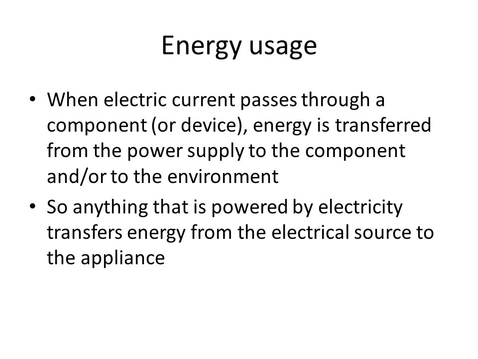 Energy usage
