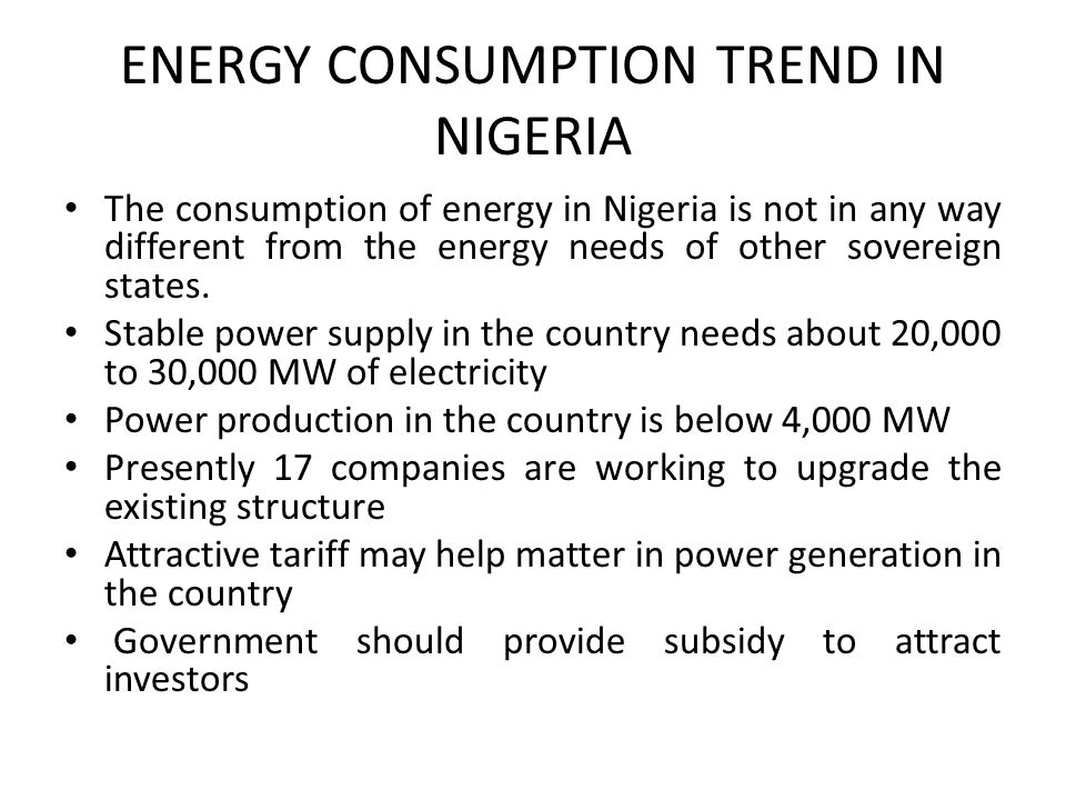 ENERGY CONSUMPTION TREND IN NIGERIA