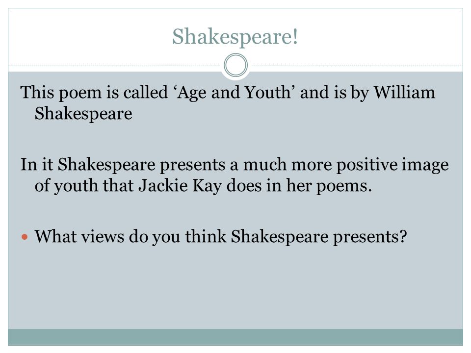 age and youth by william shakespeare
