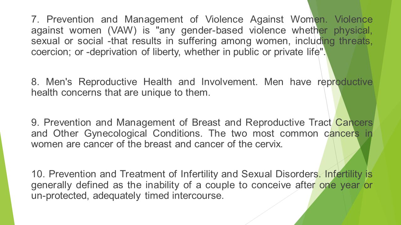 7. Prevention and Management of Violence Against Women