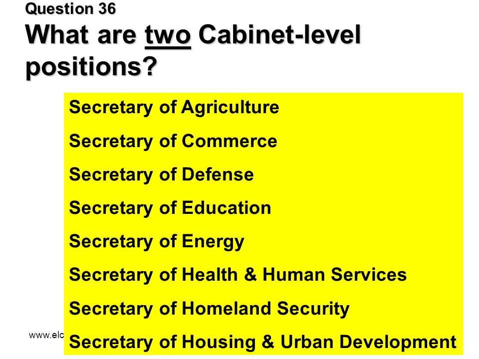 Question 36 What are two Cabinet-level positions