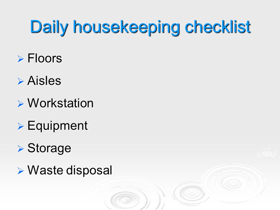 Daily housekeeping checklist