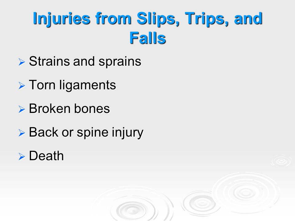 Injuries from Slips, Trips, and Falls